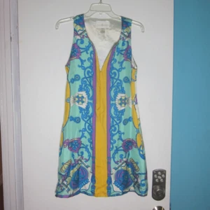 Julie Brown Colorful Spring Silk Shift Womens Size 4 Side Zip & Lined - Picture 1 of 11