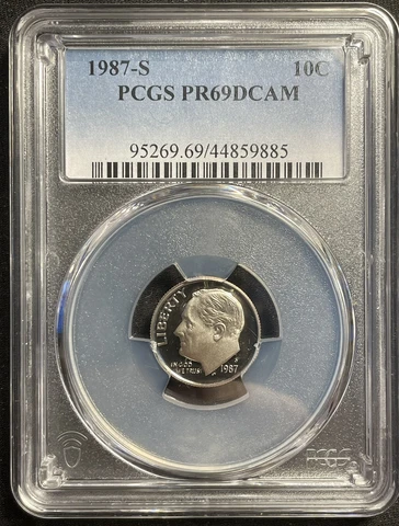 1987-S PCGS PR69 DCAM PROOF Clad Roosevelt Dime US 10c Coin Item #2093 Cover