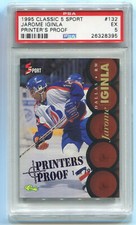 1995 Classic Printer's Proof #/795 132 Jarome Iginla RC Rookie Card PSA 5 EX HOF