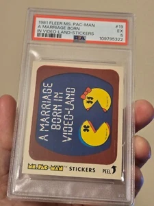 1981 Fleer MS. PAC-MAN PEGATINA UN MATRIMONIO NACIDO EN VIDEO-LAND #19 PSA 5 EX POP 1 - Imagen 1 de 5