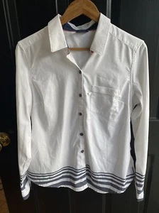 Columbia Women's PFG Long Sleeve White w/ Blue-Gray Stripes on Base & Sleeves -L - Picture 1 of 6