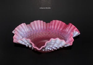 VIKTORIANISCHE ROSA SATIN KOCHNÄGEL BRAUT KORB SCHALE - Bild 1 von 7
