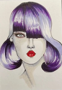 Original ACEO by Viviana Scala. Paula in vilet hair. Min.10/2024 - Picture 1 of 5