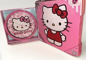 Hello Kitty Sammler Wanddeko Set (rote Schleife) - 10x10 Wanduhr & 12x12 Leinwand - Bild 1 von 3