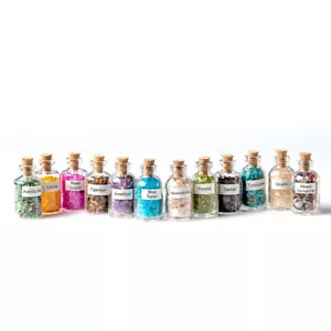 13 Tumbled Assorted Chip Mini Gemstone Bottle Collection Rock Crystal Specimens - Picture 1 of 12