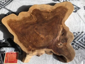 New Modern natural form ACACIA wood/Iron legs Low side table 14"h - Picture 1 of 8