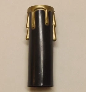 4" HOCH SCHWARZ KUNSTSTOFF EDISON STANDARD KERZENABDECKUNG MIT GOLD TROPFEN NEU 19923JB - Bild 1 von 2