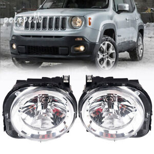 Pair Headlight For Jeep Renegade 2015 2016 2017 2018 Driver and Passenger Side