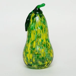 Murano Green Glass Leafy Pear Large Figurine Paperweight 7.5"  - Picture 1 of 7