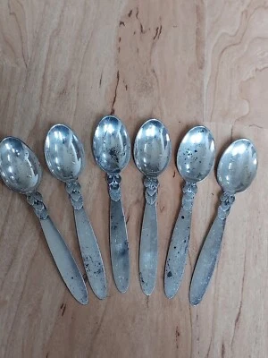 De colección Plata de Ley 925 Seis Cucharaditas 4 7/8" Patrón Cactus GEORG JENSEN 133g Foto 1 de 4