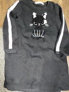 H&M Sequin Cat appliqué long sleeve crewneck sweatshirt dress 5T - Picture 1 of 3