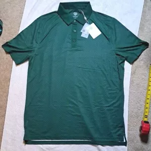 Graham Luxe Golf Polo Shirt Green Geo Dot Print Performance Men's Large - Picture 1 of 11