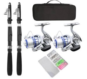 2PCS Telescopic Fishing Rod and Reel Combo Set 2.1m Carbon Fiber Saltwater Kit f - Picture 1 of 8