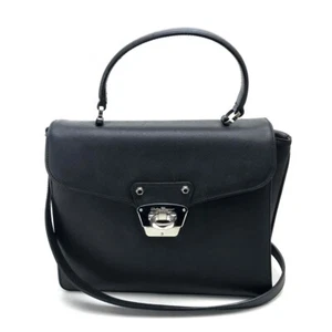 SALVATORE FERRAGAMO Gancini Shoulder Hand Bag 2way bag Black Leather - Picture 1 of 11