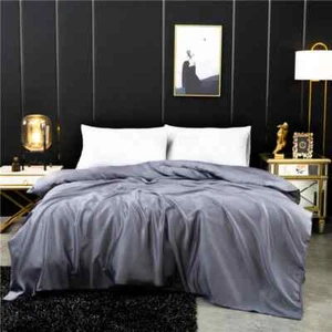 Natural Mulberry Silk Duvet Cover Solid Color Quilt Cover Comforter Cover - Picture 1 of 28