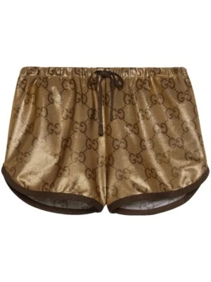 Gucci Women’s Metallic Monogram GG Drawstring Shorts Size XS - Image 1 of 4