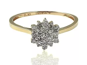 Pave 0.30 Cts Round Brilliant Natural Diamonds Anniversary Ring 18K Yellow Gold - Picture 1 of 3