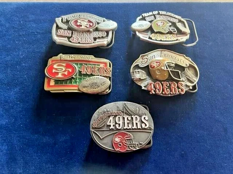 LOT - 5 VTG. SAN FRANCISCO 49ERS NFL Football Team Belt Buckles - 1980's/90's Cover