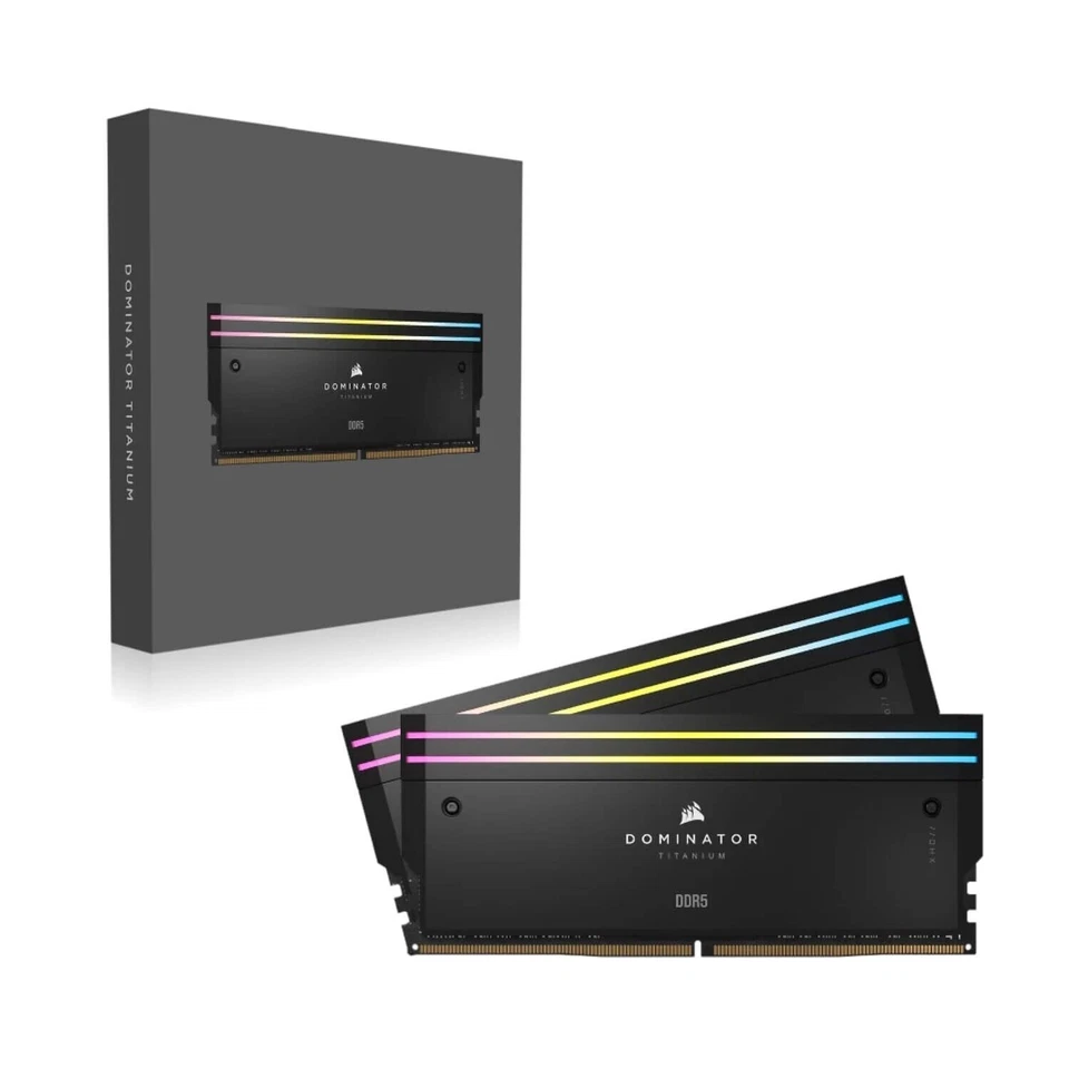 CORSAIR DOMINATOR TITANIUM 32GB (2 x 16GB) PC5-57600 (DDR5-7200) DIMM RGB Memory - Black (CMP32GX5M2X7200C34)