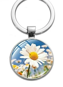Daisy Keychain metal glass silver plated Movie Key chain cosplay flower USA - Bild 1 von 5