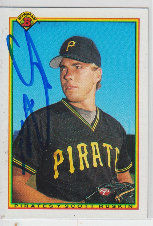 Autographed 1990 Bowman Scott Ruskin - Pirates - Image 1 of 1