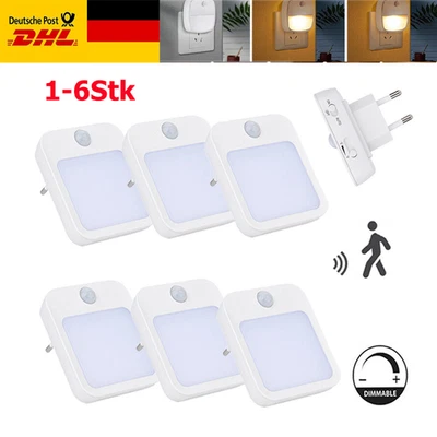 LED Nachtlicht mit Bewegungsmelder Dimmbar Steckdose Nachtlampe Steckdosenlicht - Bild 1 von 4