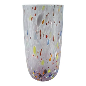 Large Murano Glass Vase Lilac Purple Multi Millefiori 22cm - Picture 1 of 7