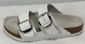 Sandalias Birkenstock Arizona de cuero granulado con hebilla grande talla 38 para mujer 7 blancas - Imagen 1 de 7