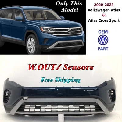 Parachoques delantero OEM 2020-2023 VW Volkswagen Atlas y Cross Sport - azul turmalina 17 Foto 1 de 4