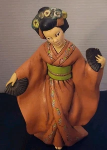 Vtg. Studio Pottery Japanese Geisha Figurine Hand Painted H. 13 ins. - Picture 1 of 11