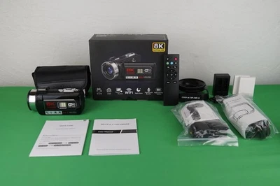 LOENTIR 8K HD Video Camcorder, 64MP, IR Night Vision Vlogging Camera, 18X Zoom w/WiFi