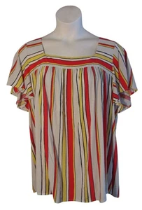 Lane Bryant 20 20W Pink Navy Yellow White Shirt Top - Picture 1 of 3