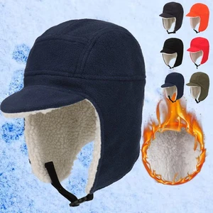Winter Warm Fleece Hat Windproof Thermal Beanie Cycling Skull Cap with Ear Flaps - Picture 1 of 23
