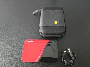 Toshiba 640GB USB portable Hard Disk Drive HDD Red/Blk+Cable & Case - Picture 1 of 6
