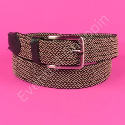 Tommy Bahama Stretch Woven Belt Mens S/M Brown Leather Tip - Image 1 of 4