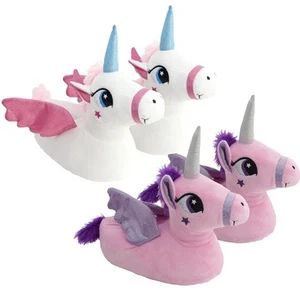 Unicorn Plush Slippers - Choose Pink or White - Picture 1 of 3