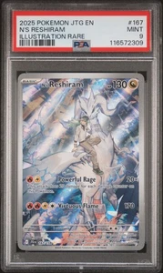 2025 Pokemon JTG EN-JOURNEY TOGETHER ILLUSTRATION RARE #167 N'S RESHIRAM PSA 9 - Bild 1 von 2