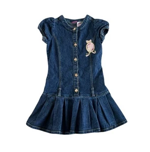 Disney princess girls denim dress short sleeve button front size 6/6X - Picture 1 of 4