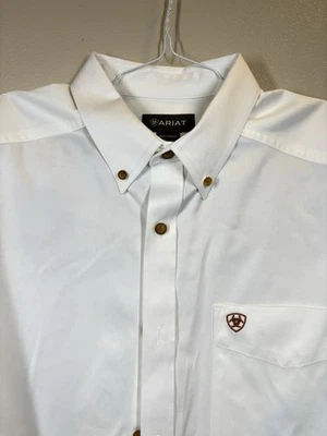 Ariat Shirt Mens Large White Solid Twill Long Sleeve Button Up Western Workwear - Image 1 of 4