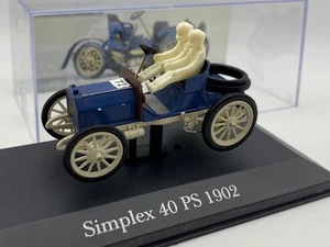 Mercedes-Benz Simplex 40 PS 1902 Blue 1:43 Vintage Car Diecast Model Altaya - Picture 1 of 6