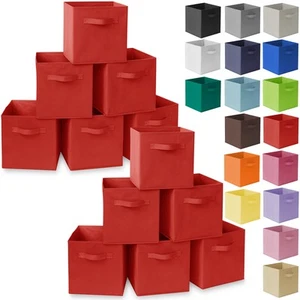 12 Collapsible Foldable Cloth Fabric Cubby Cube Storage Bins Baskets for Shelves - Picture 1 of 127