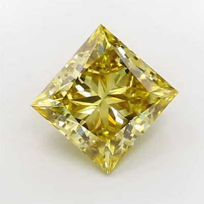 3.01 Ct Yellow Princess Cut Lab Diamond VS2 Fancy Intense Stone for Designer Rin - Image 1 of 4