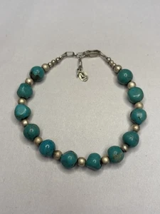 Vintage Turquoise & Sterling 7.5-Inch Bracelet #4801 - Picture 1 of 4