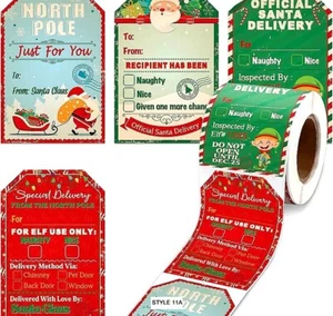 (12) Niedlich & Spaß Peel 'N' Stick "SONDERLIEFERUNG" Weihnachten/Feiertag Geschenkanhänger! - Bild 1 von 9