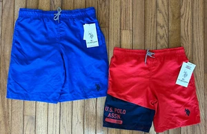 New U.S. Polo Assn. Boys Lot Of 2 Swim Shorts Trunks Pockets Sz LARGE 10-12 (D7) - Picture 1 of 7