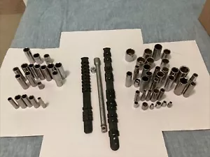 CRAFTSMAN 53 pcs 3/8" 1/4" Drive 6 12 point SAE & Metric socket lot adapter USA - Picture 1 of 15