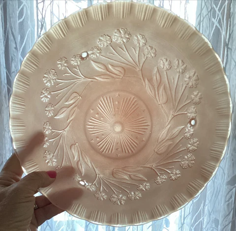 Art Deco Pink Glass Ceiling Light Fixture Cover 3 Hole Vintage Mid Century 10” Cover