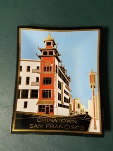 Vintage Houze Art San Francisco Chinatown Glass Ash Tray 3.75" x 4.75" - Picture 1 of 5