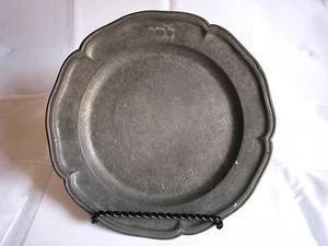 ANTIQUE GERMAN PEWTER PLATE DISH HEBREW INITIALS Germany ca1790's Judaica Rare - Picture 1 of 12