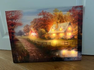 LED Wandbild Herbstwald 40x30cm – Leuchtbild mit 10 LEDs – Wanddeko – NEU & OVP - Bild 1 von 10